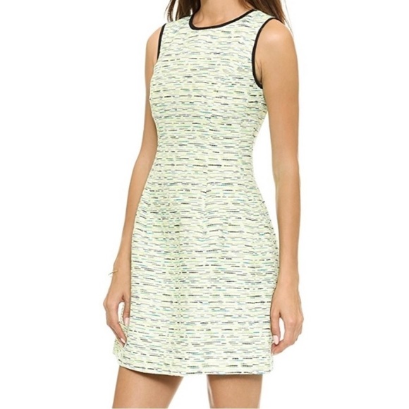 Nwts Shoshanna Charlie Jacquard Dress in Neon Yellow Sleeveless Knee Length - Picture 4 of 16
